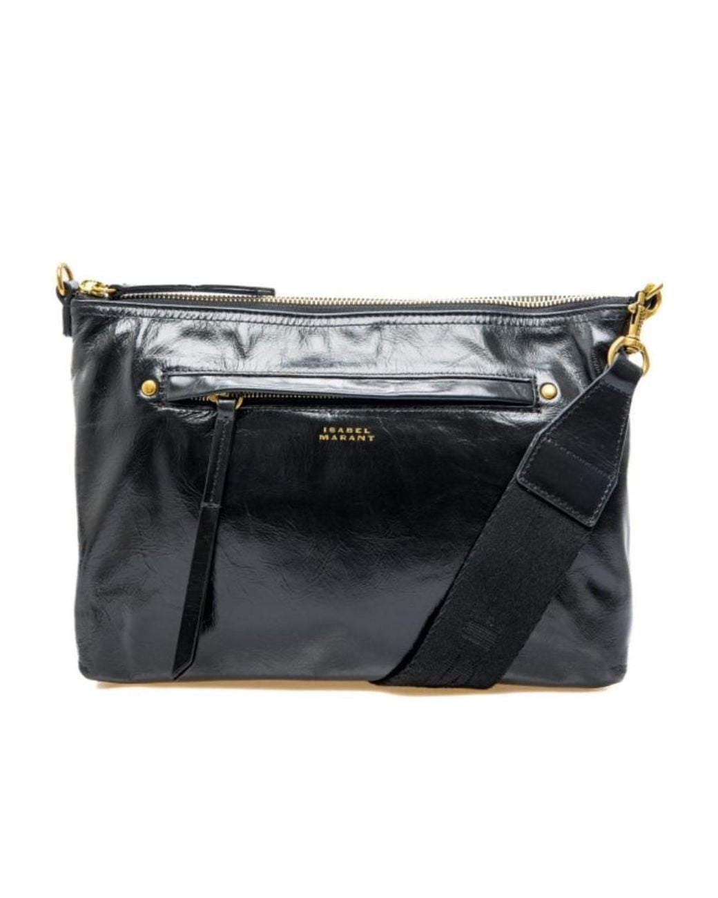 Isabel Marant Black Nessah Logo Stamp Zipped Shoulder Bag