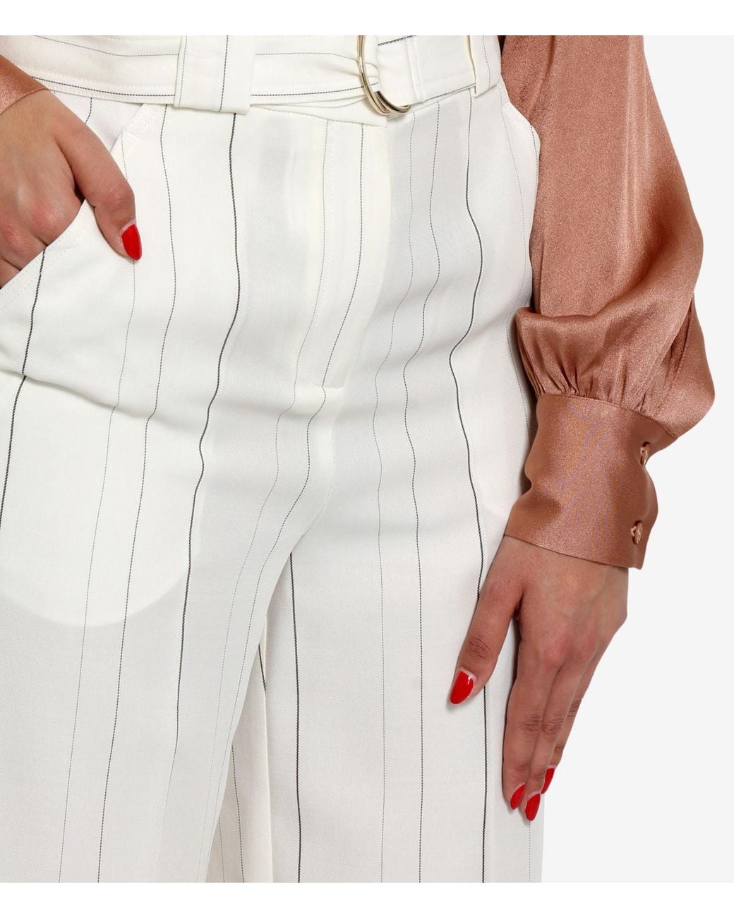 Semicouture White Trousers Creamblack