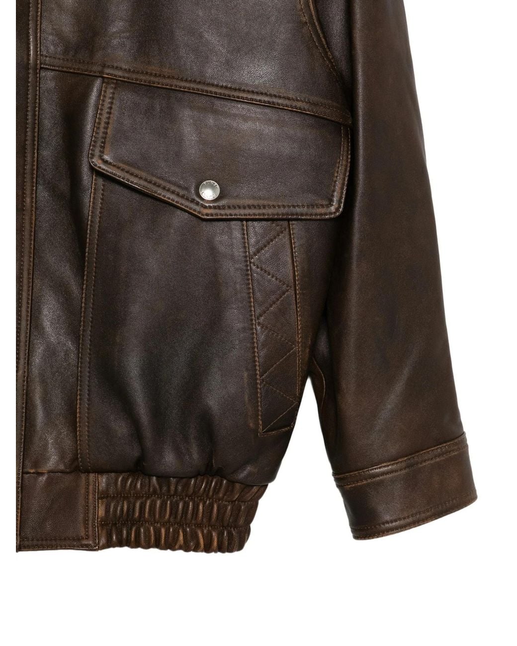 DUNST Brown Long-Sleeved Leather Jacket