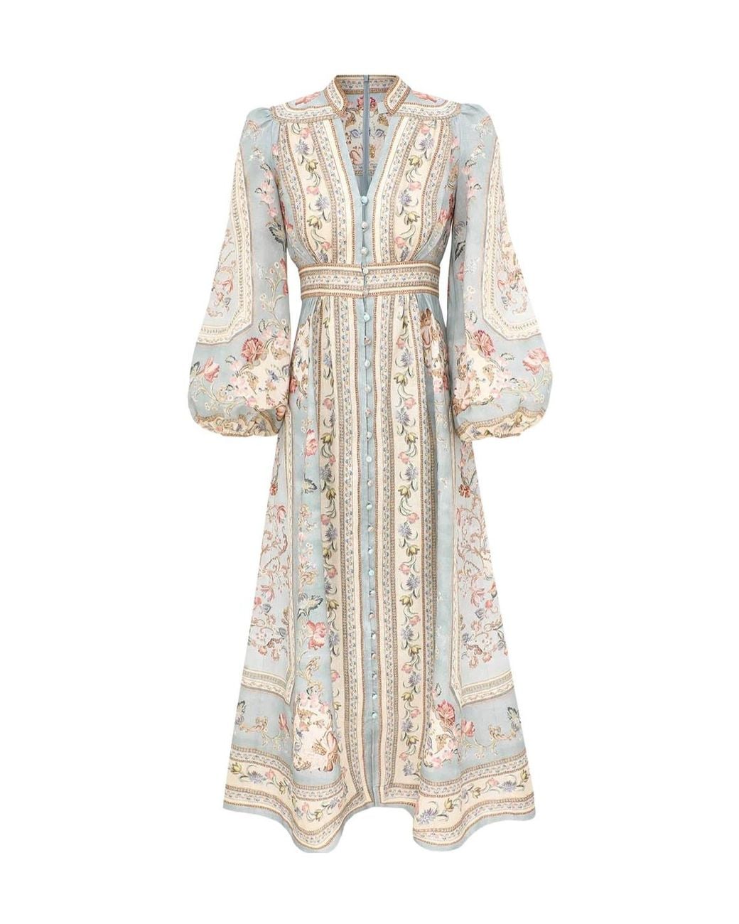 Zimmermann White Printed Puff-Sleeve Dress