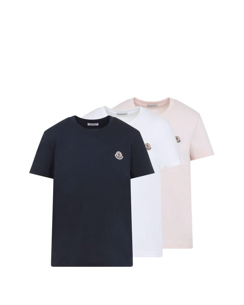 Moncler Blue 3 Packs Logo Patch Crewneck T-Shirts