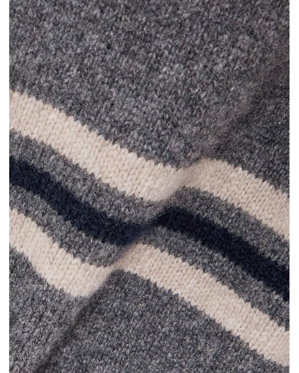 &Daughter Gray Edith Striped Wool Polo Sweater
