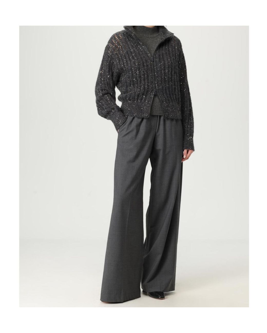 Brunello Cucinelli Gray Stretch Virgin Wool Fluid Trousers