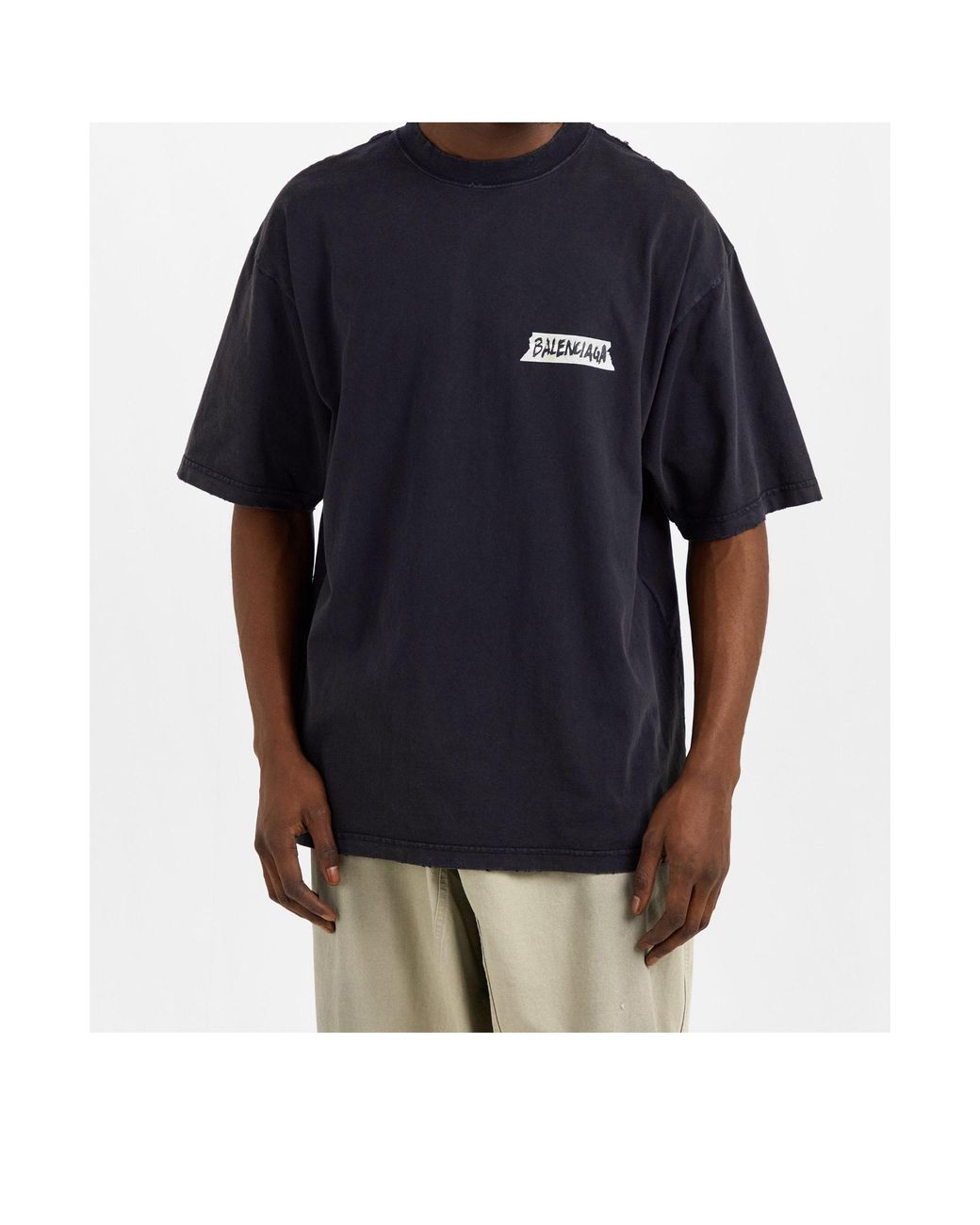 Balenciaga Blue Logo T-Shirt for men