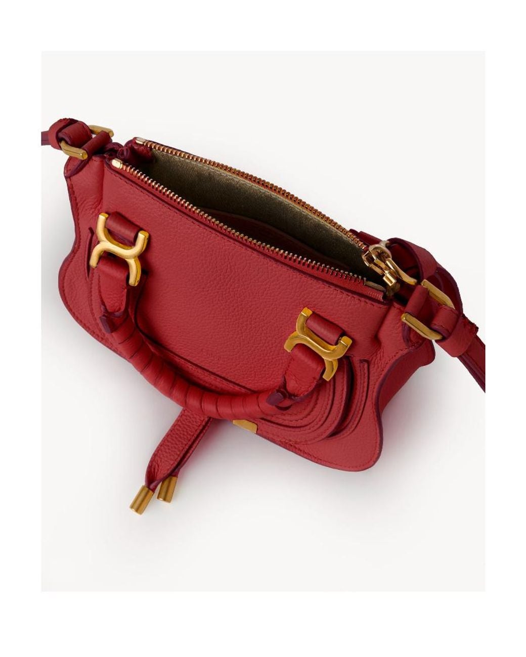 Chloé Red Debossed-Logo Leather Shoulder Bag