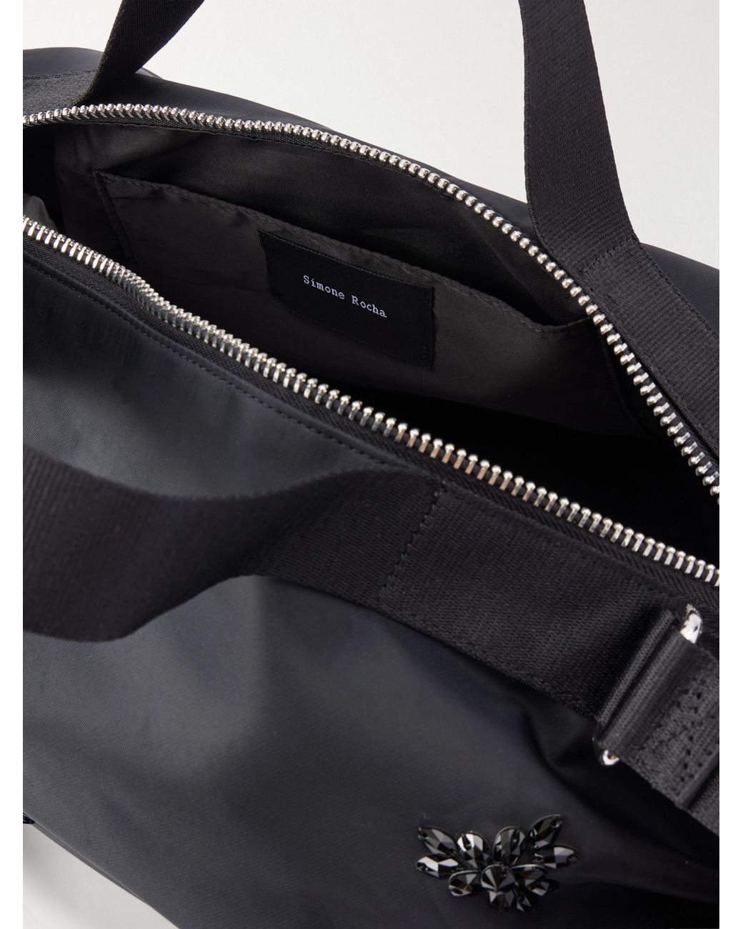 Simone Rocha Black Crystal-Embellished Satin Shoulder Bag