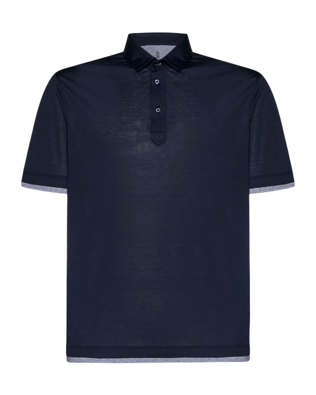 Brunello Cucinelli Blue Layered Detailed Short Sleeved Polo Shirt for men