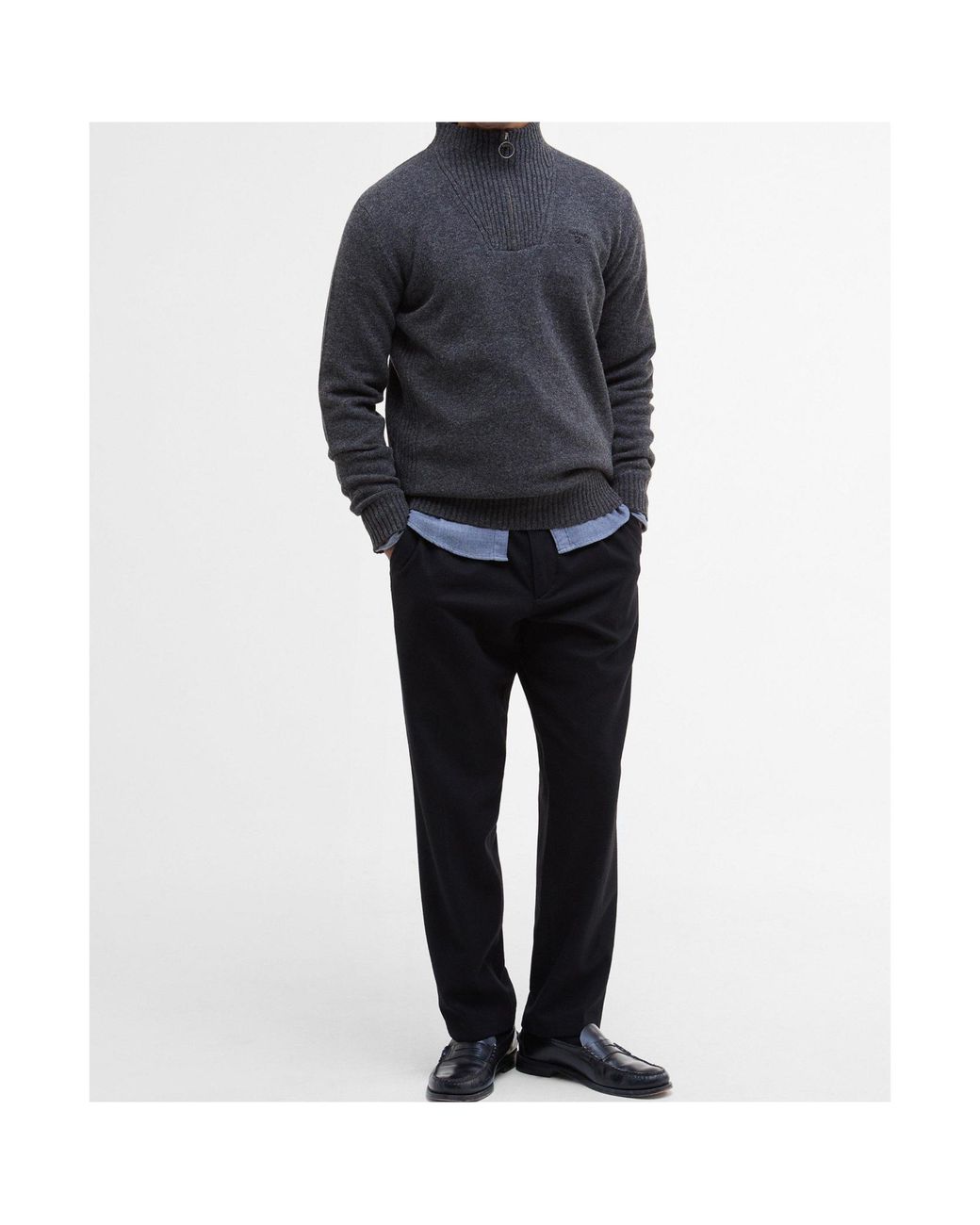 Barbour Blue Half-Zip Mock Neck Knit Sweater for men