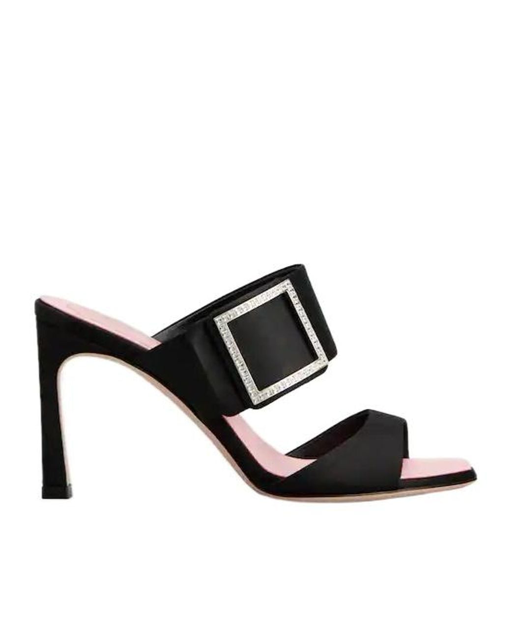 Roger Vivier Black Trompette Satin Mules
