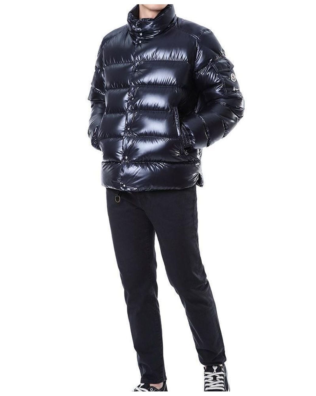 Moncler Blue Lule Logo Patch Down Jacket for men