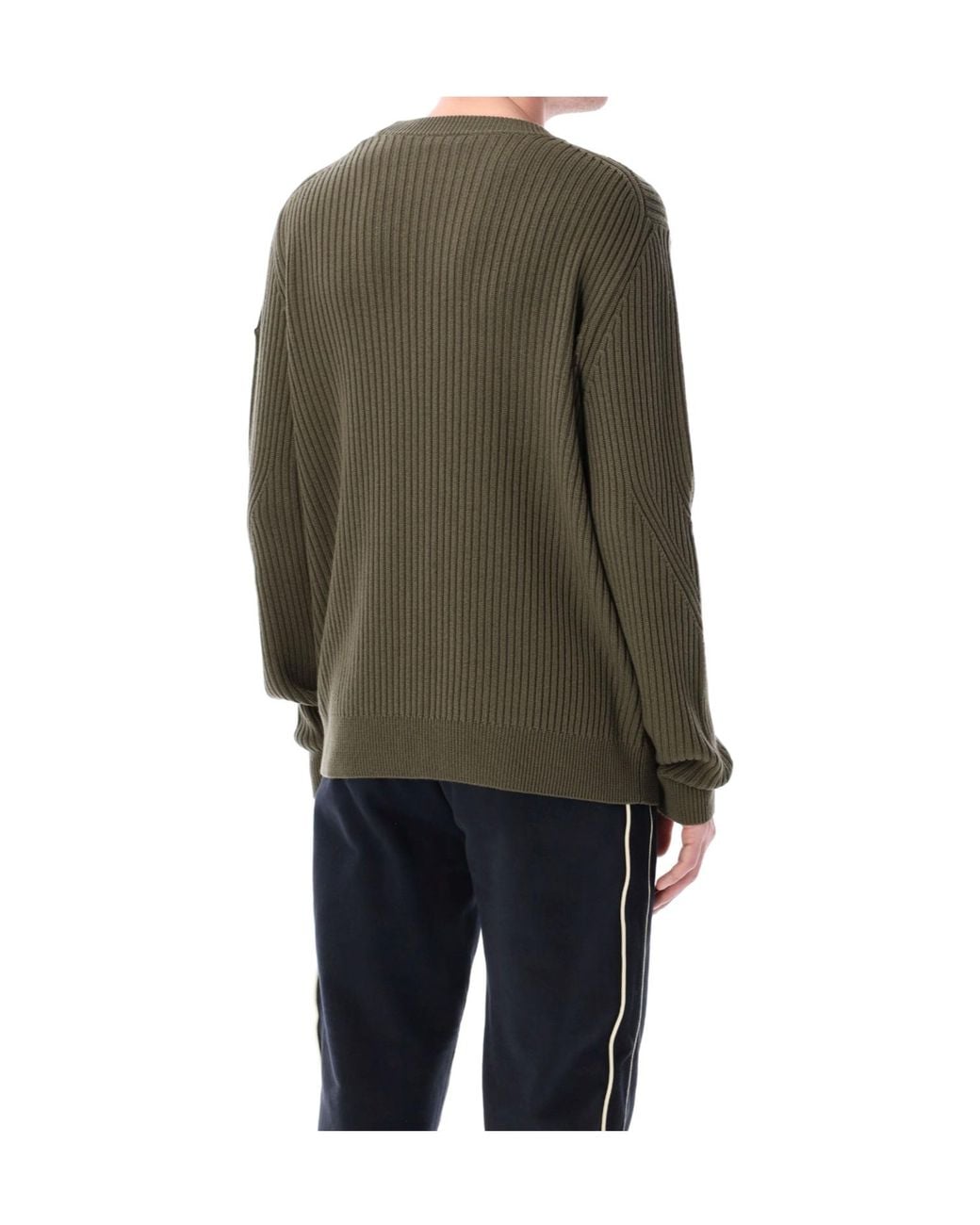 Moncler Green Ribbed Crewneck Knitted Sweater for men