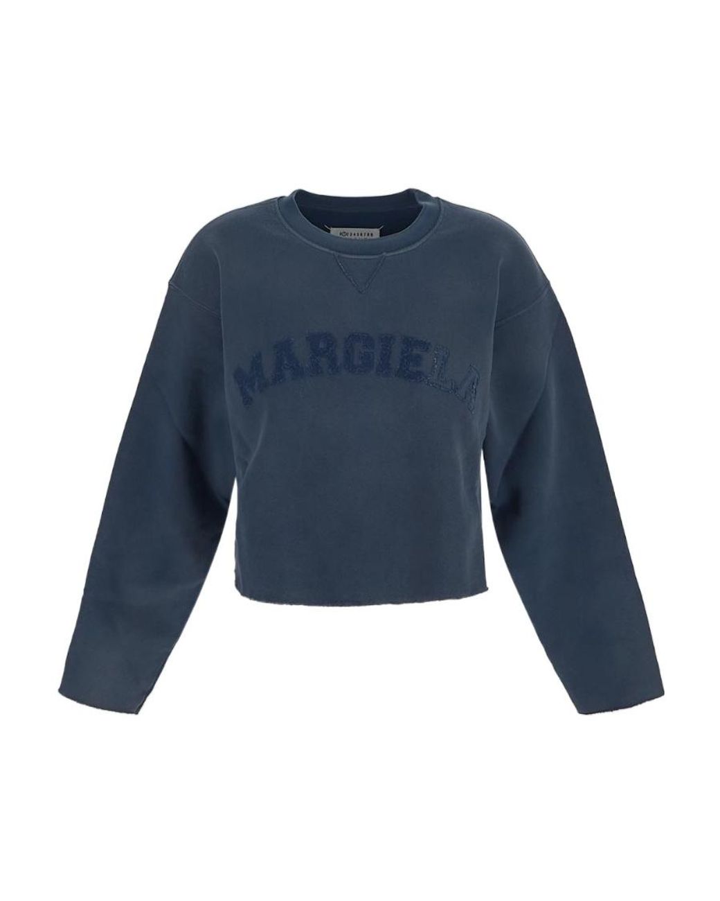 Maison Margiela Blue Glitter-Embellished Logo Sweatshirt