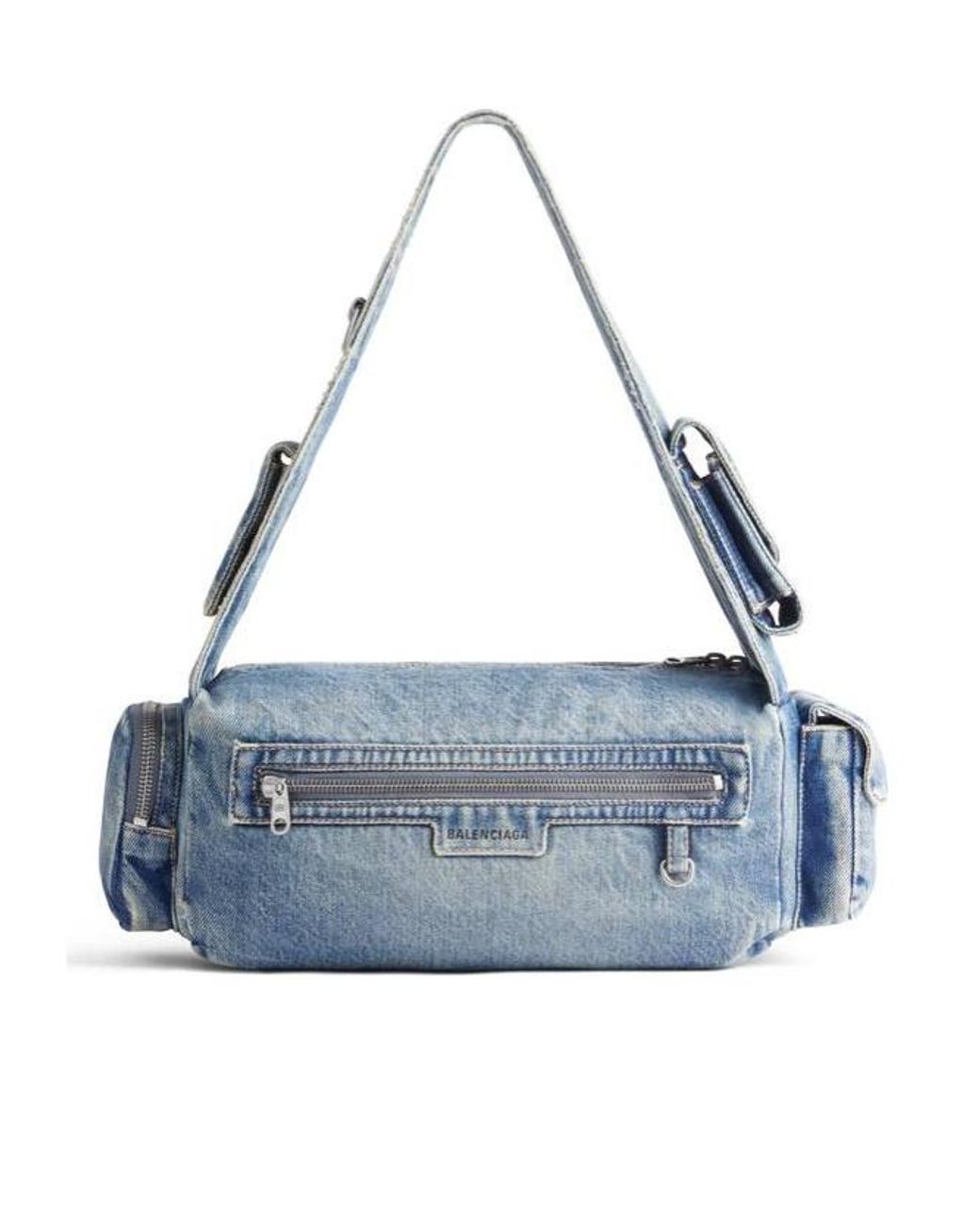 Balenciaga Blue Superbusy Denim Small Sling Bag for men