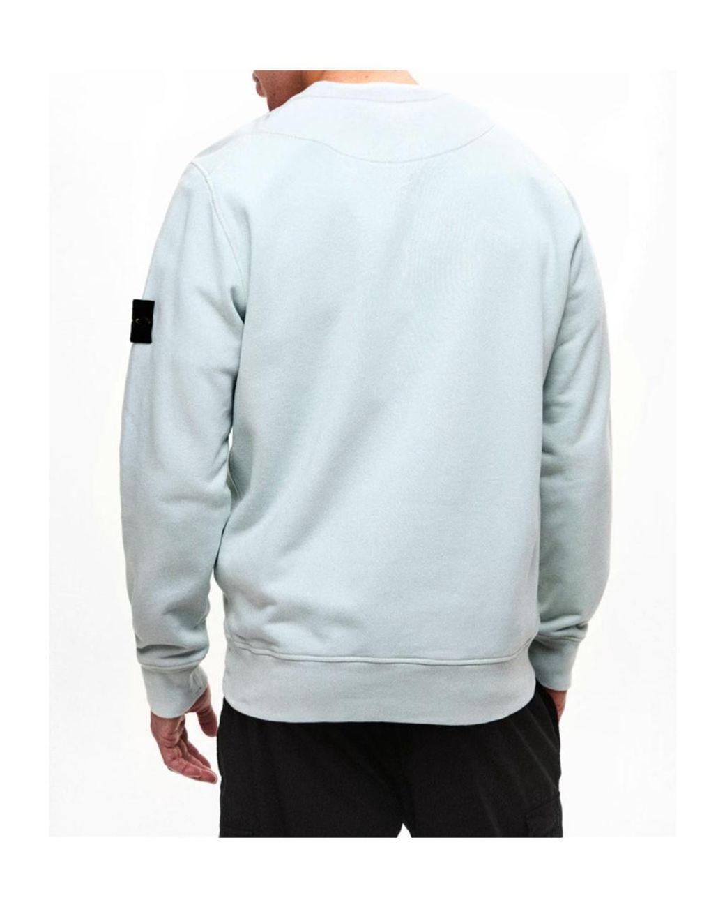 Stone Island Blue Logo Crew Neck Sweatshirt for men