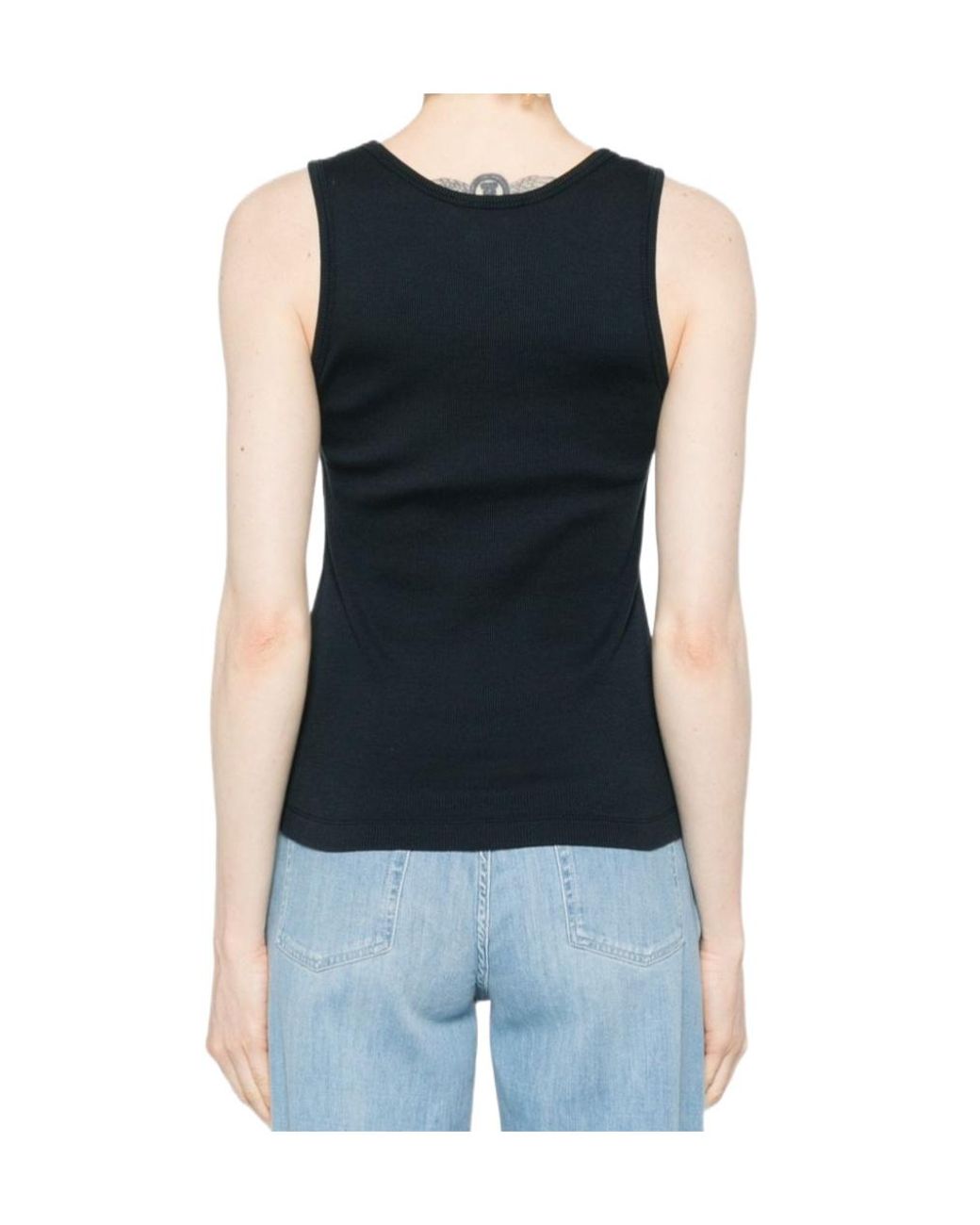 Maison Kitsuné Maison Kitsuné Baby Fox Ribbed Tank Top in Blue for