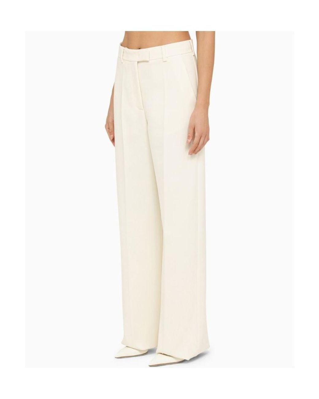 Valentino White High-Rise Wide-Leg Trousers