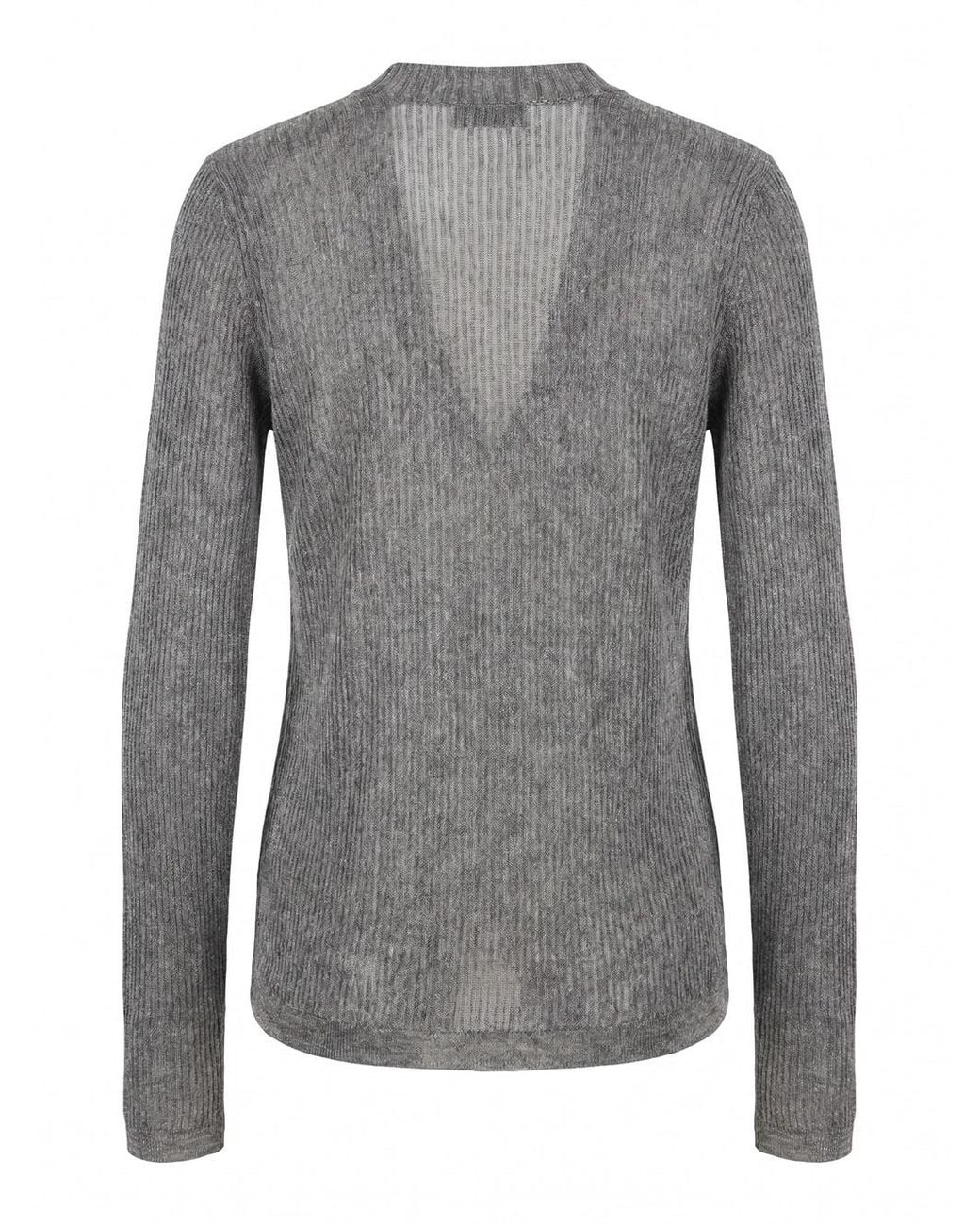 Brunello Cucinelli Gray Long-Sleeve Knit Top