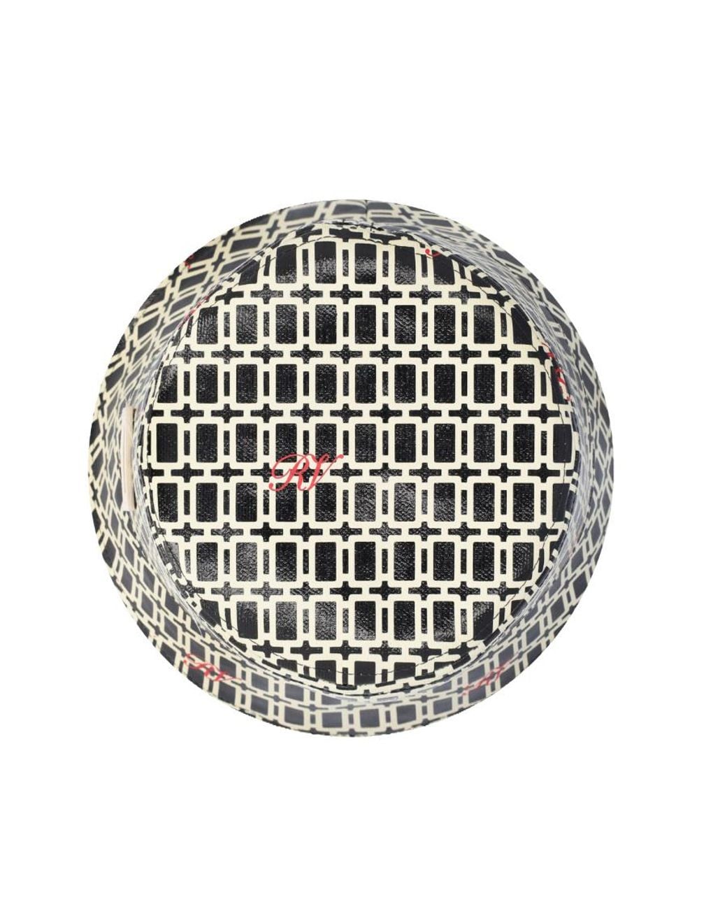 Roger Vivier White Geometric Pattern Printed Fisher Hat