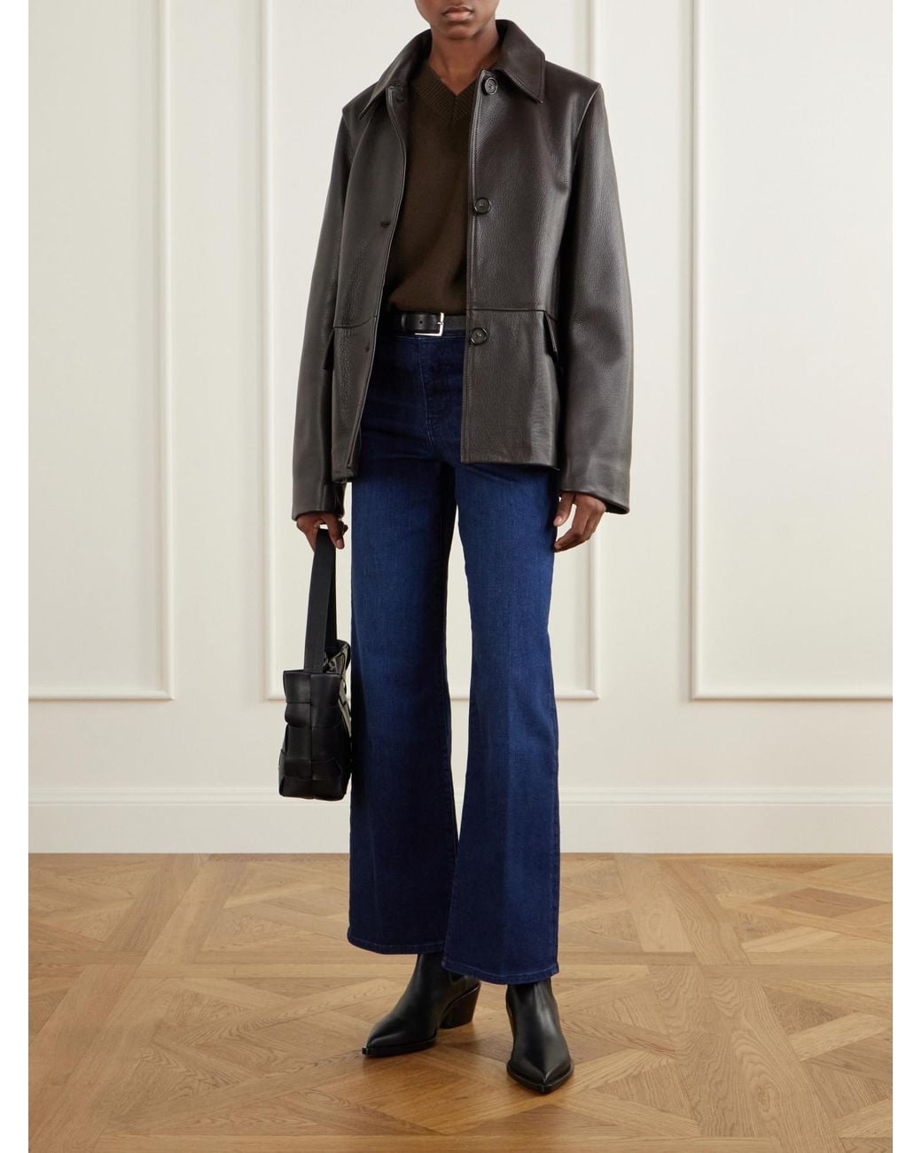 FRAME Blue Form-Fitting Wide-Leg Jeans