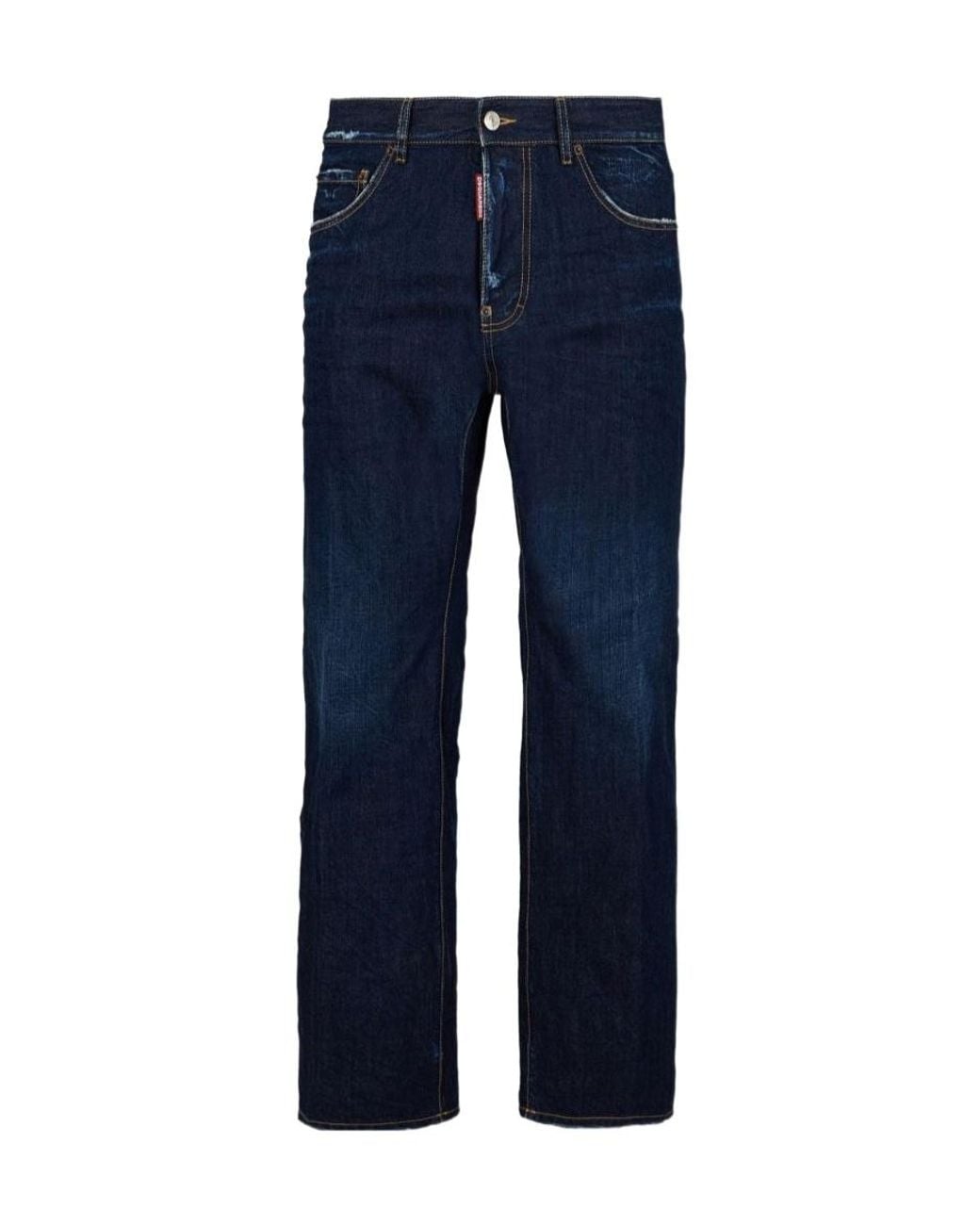 DSquared² Blue Straight-Leg Distressed Jeans for men