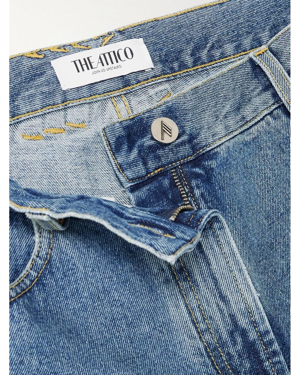 The Attico Blue Cutout Paneled Boyfriend Jeans