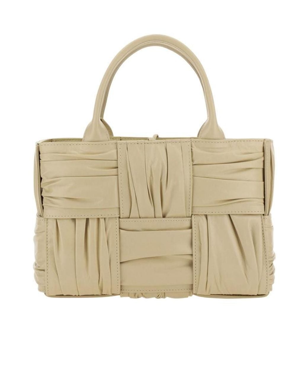 Bottega Veneta Metallic Woven Pleated Top Handle Tote Bag