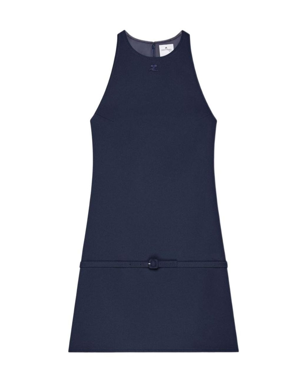 Courreges Blue Belted A-Line Mini Dress
