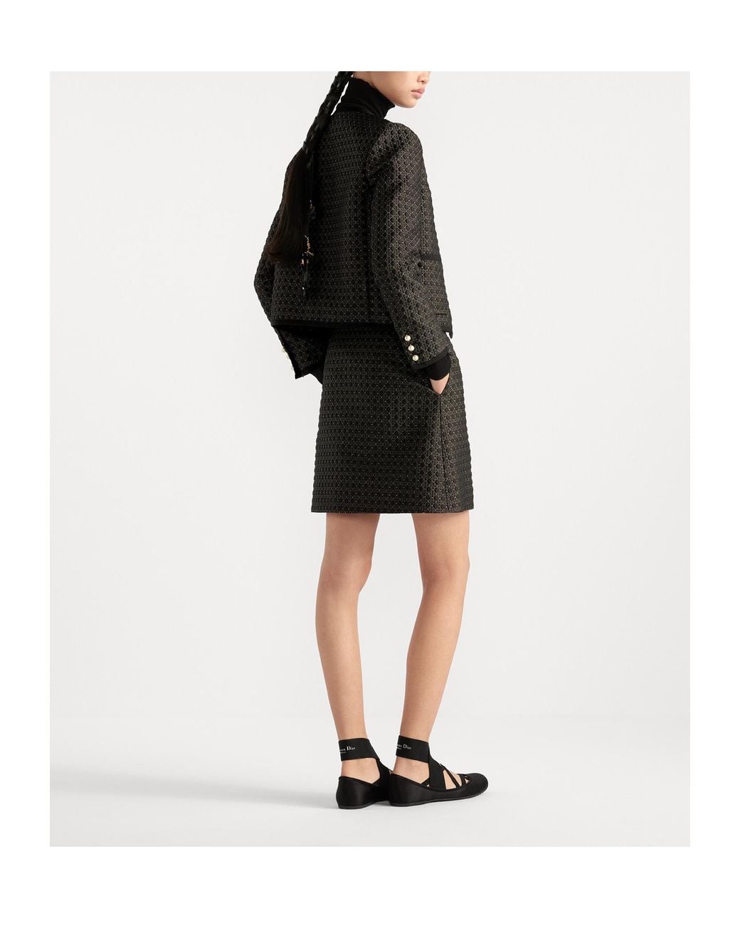 Dior Black Microcannage Cropped Jacket