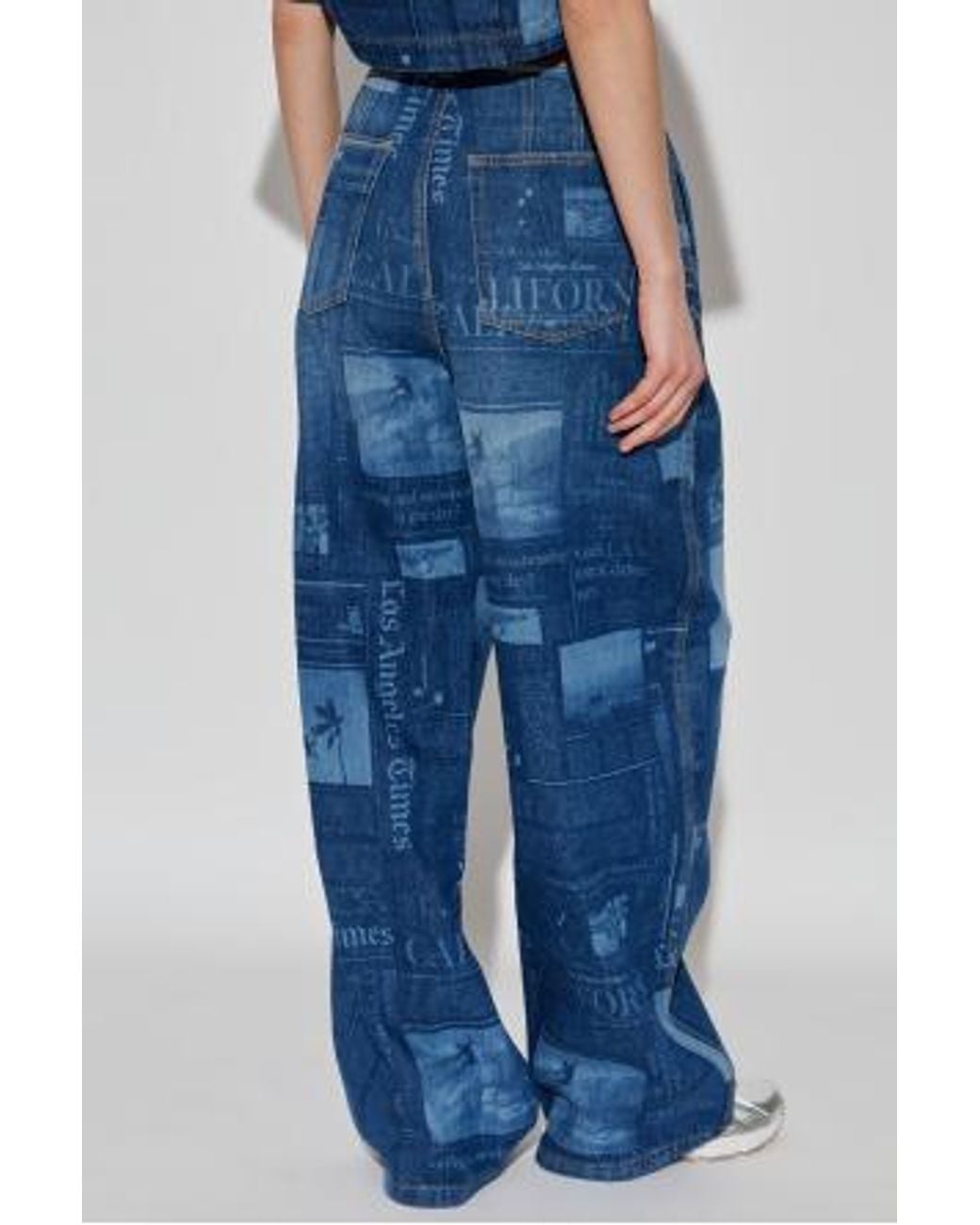 Palm Angels Blue Patterned Jeans