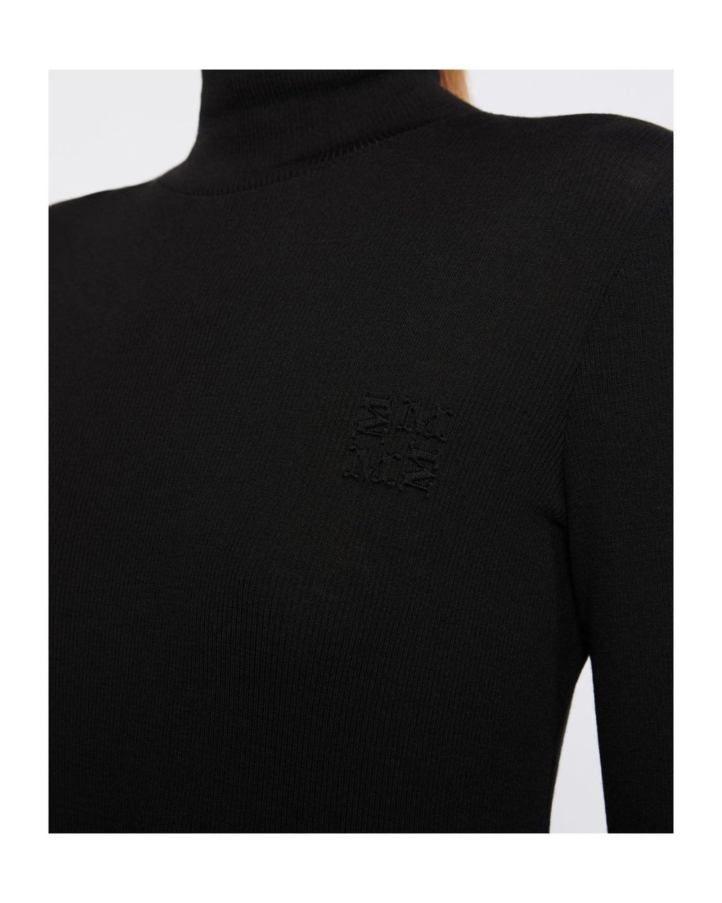 Max Mara Black Cono Ribbed Turtleneck Knitted Jumper