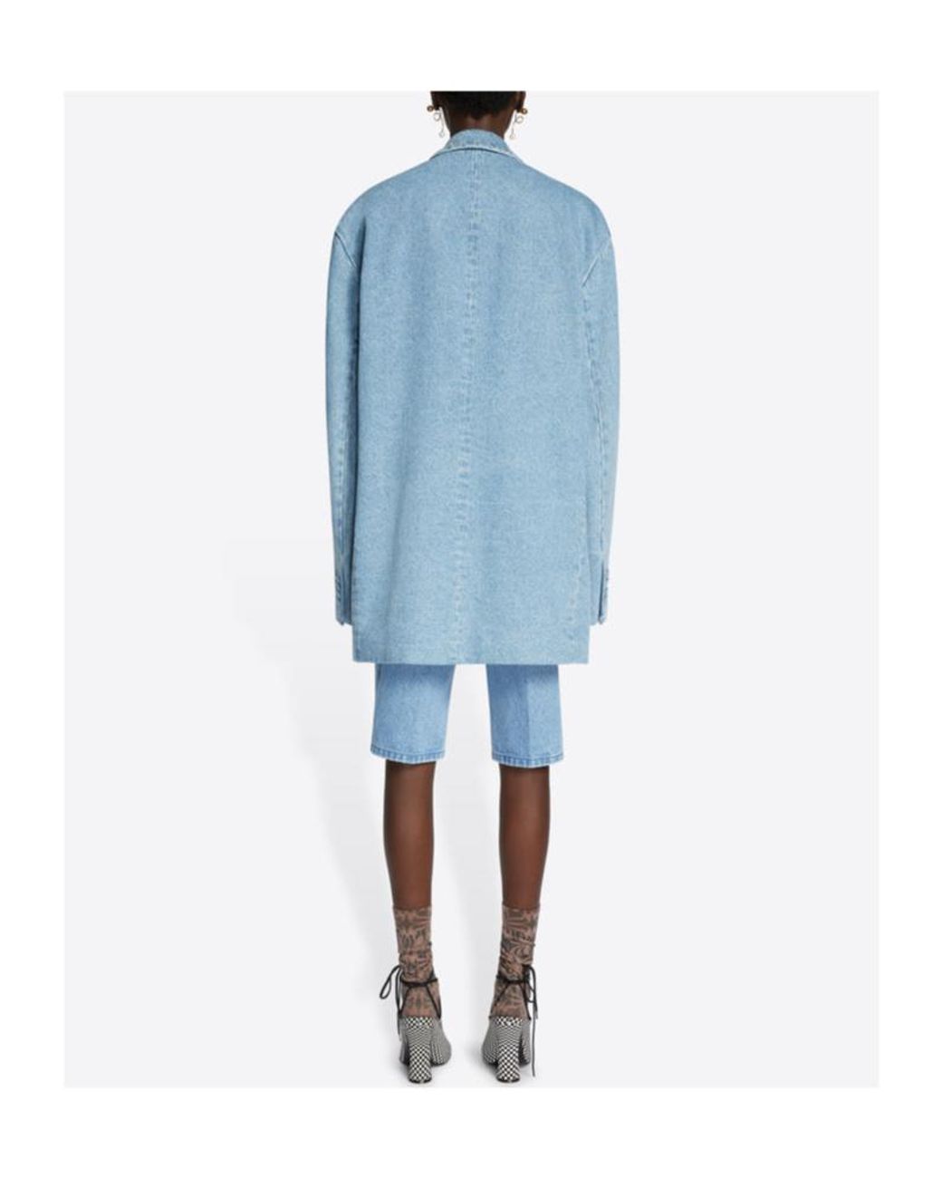 Dries Van Noten Blue Double-Breasted Straight Hem Denim Blazer