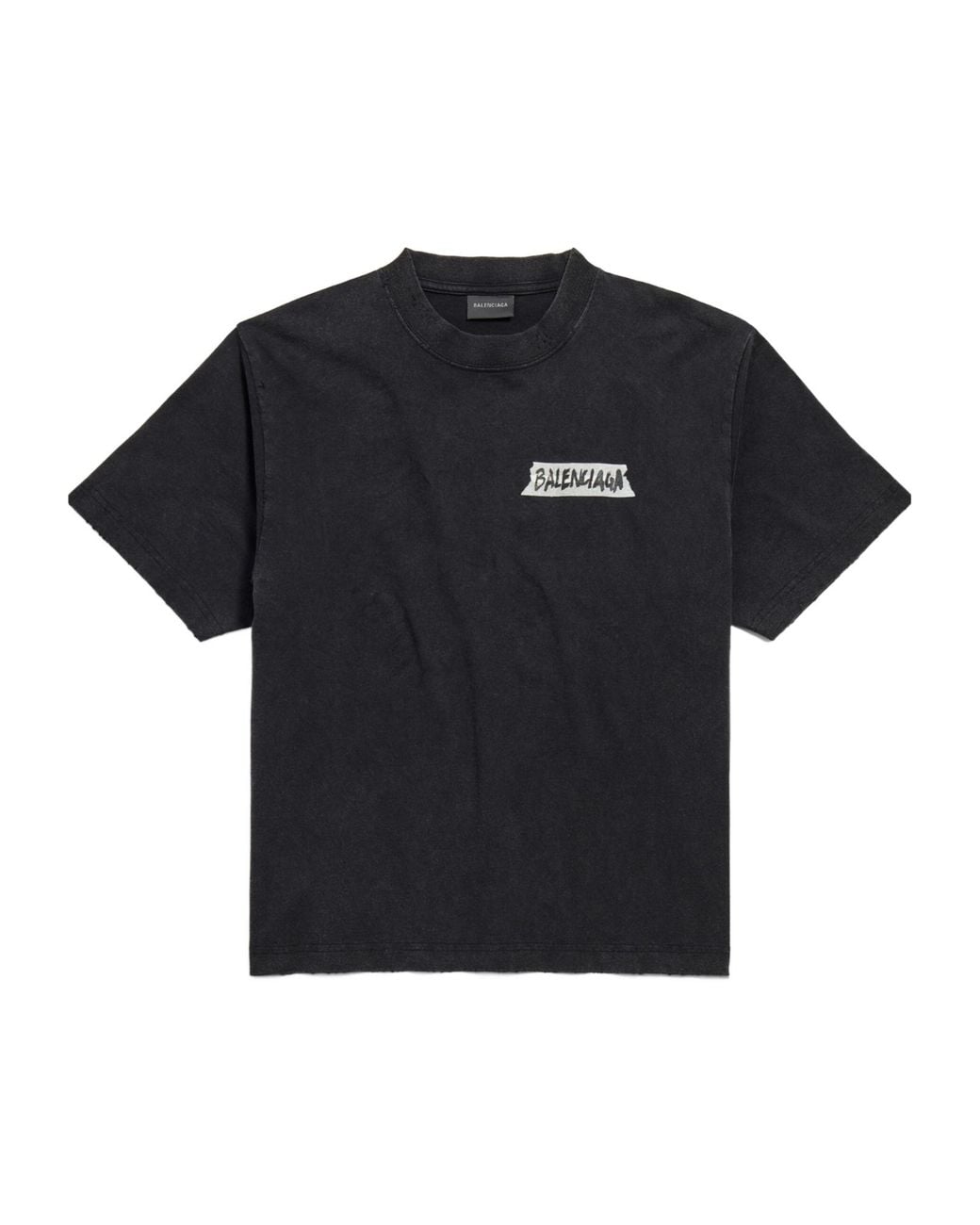Balenciaga Black Cotton Masking Tape T-Shirt