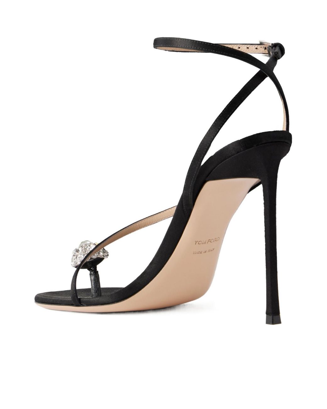 Tom Ford White Crystal-Embellished Leather-Trimmed Satin Sandals