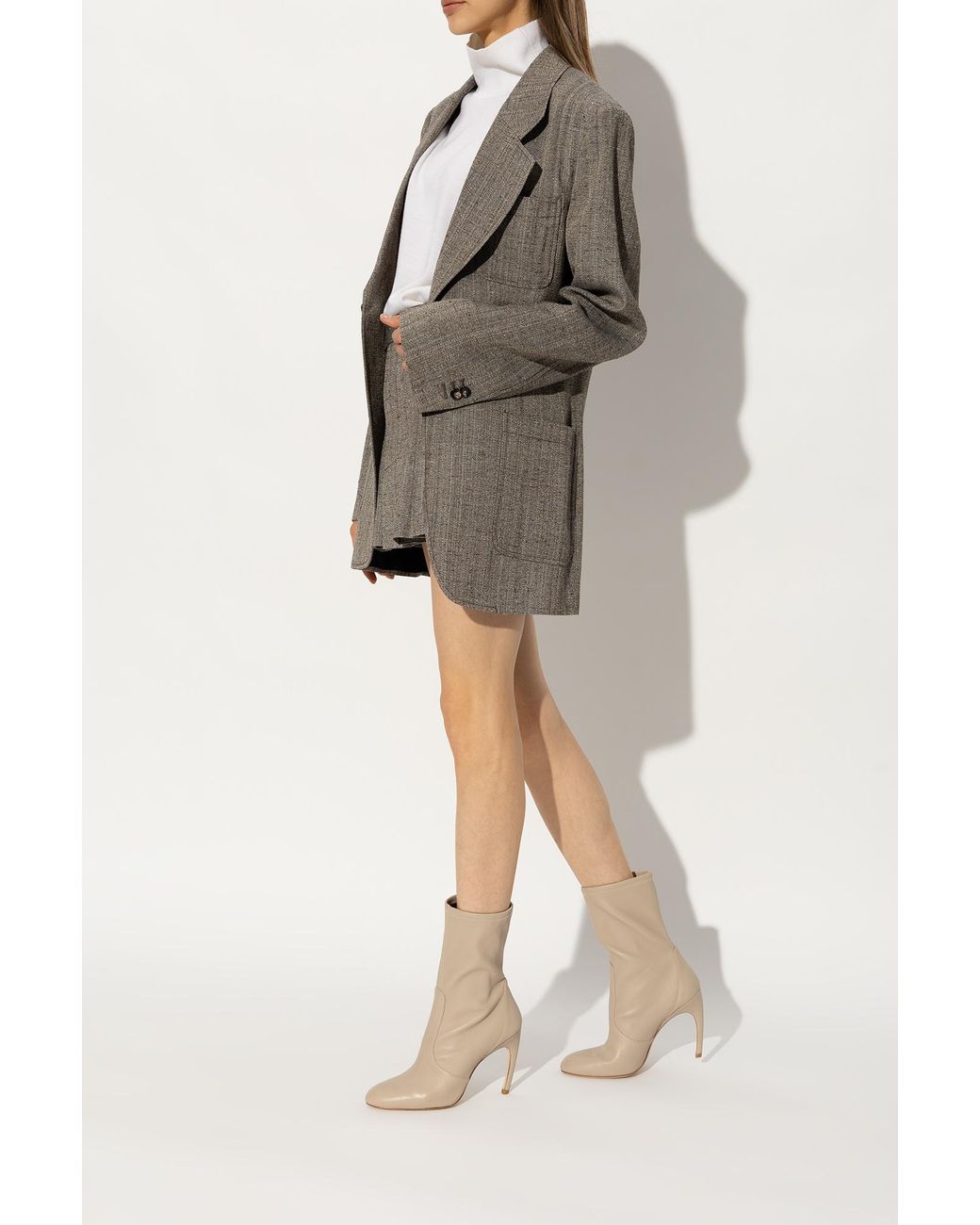 Stuart Weitzman White Luxecurve Almond-Toe Boots