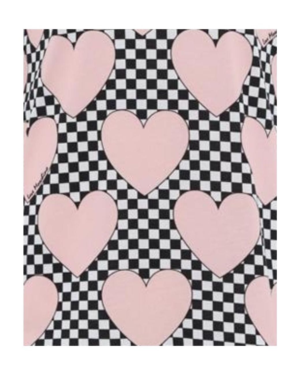 Moschino Pink Checkered Love Printed T-Shirt