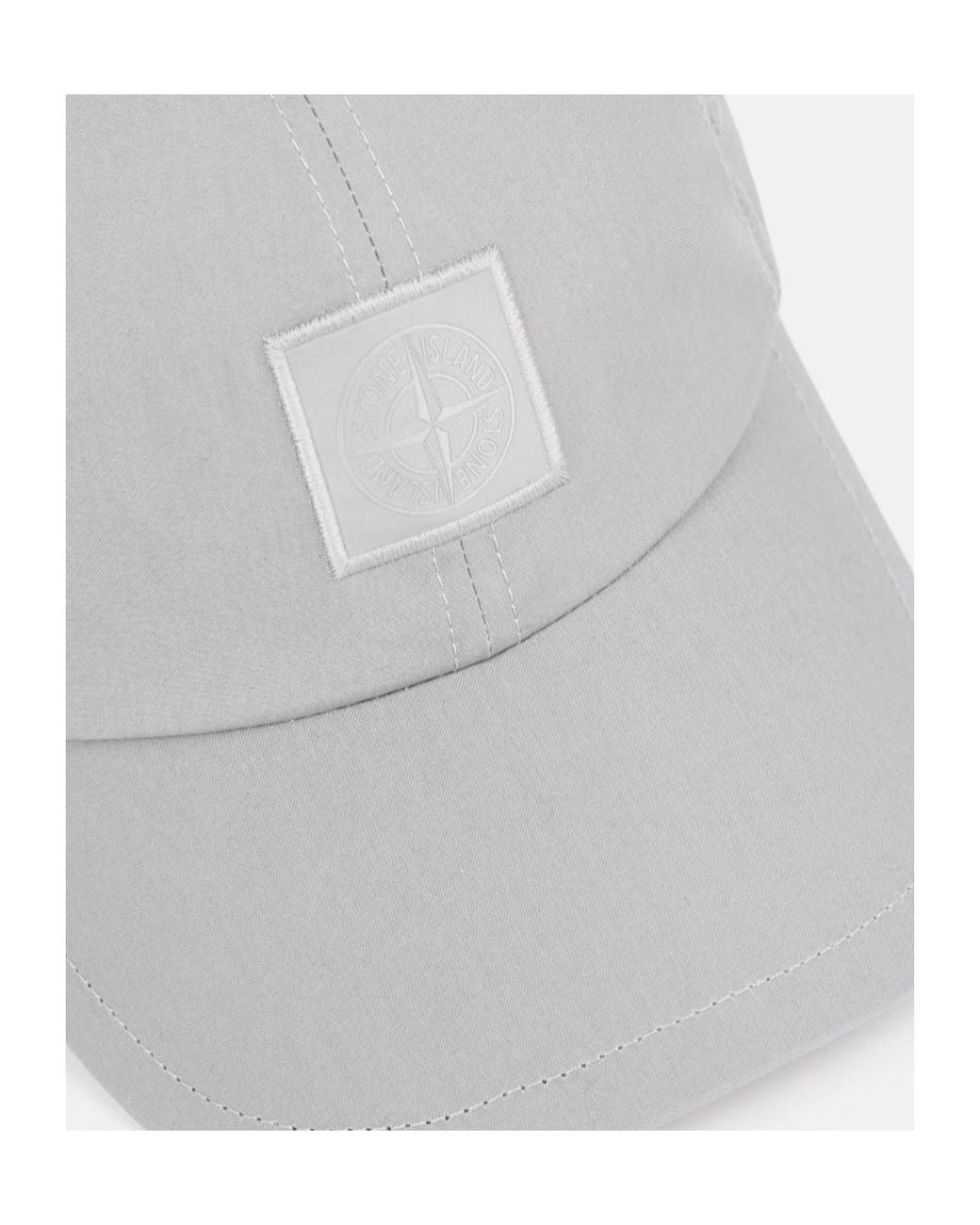 Stone Island White Baseball Cap With Compass Patch for men