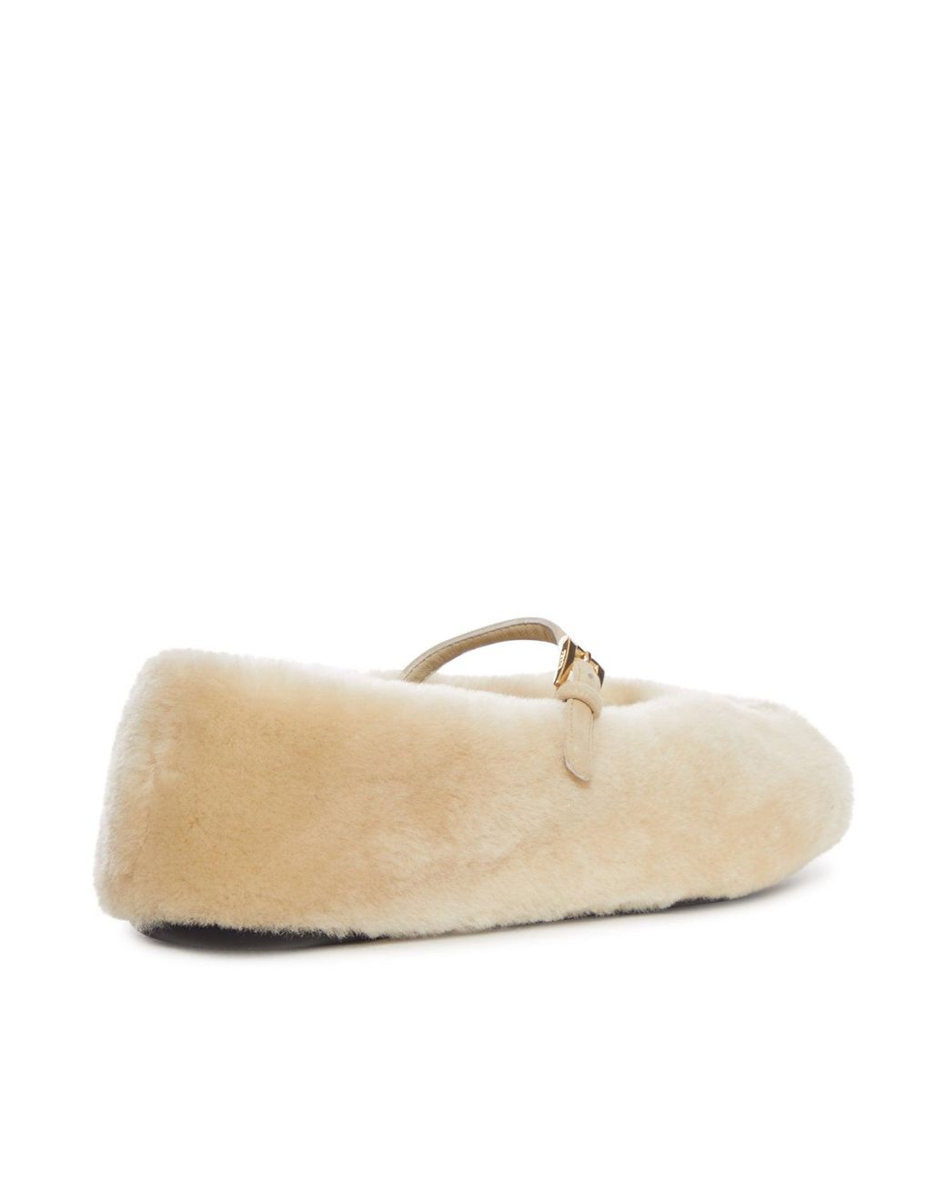 Prada Natural Shearling Ballerinas