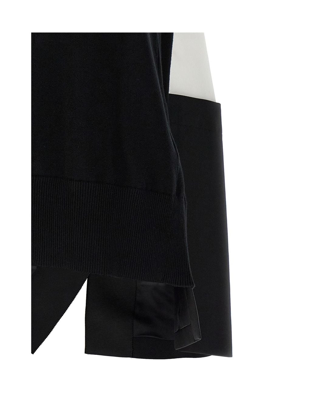 Sacai Black Poplin Ribbed Pullover