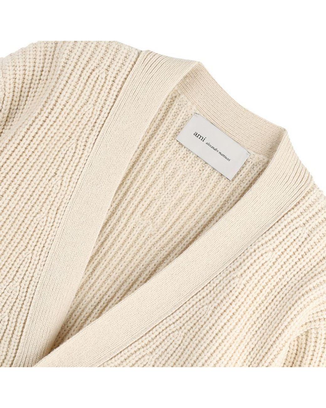 AMI Natural V-Neck Long Sleeved Cardigan