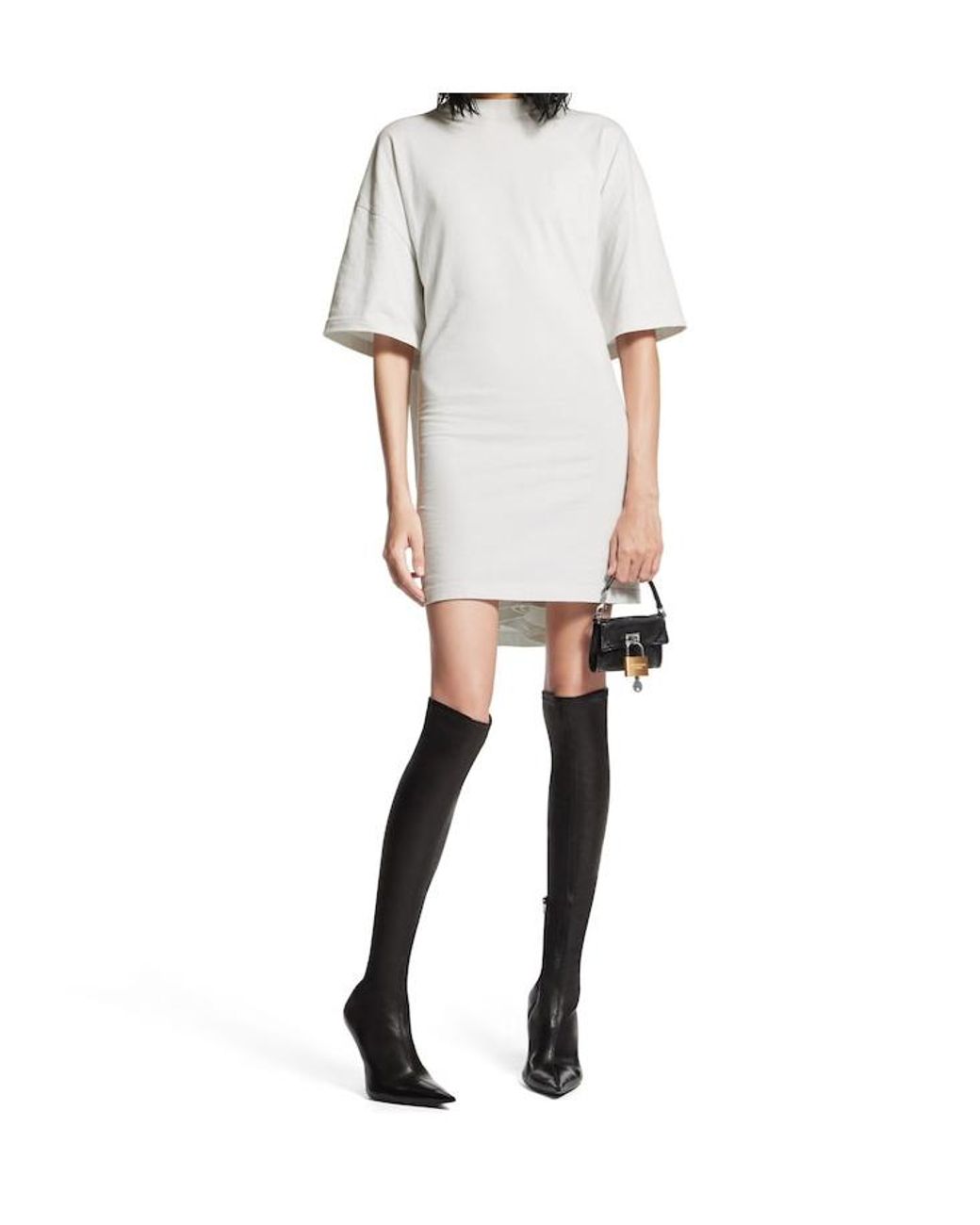 Balenciaga White Dirty Effect Semi Fitted Dress