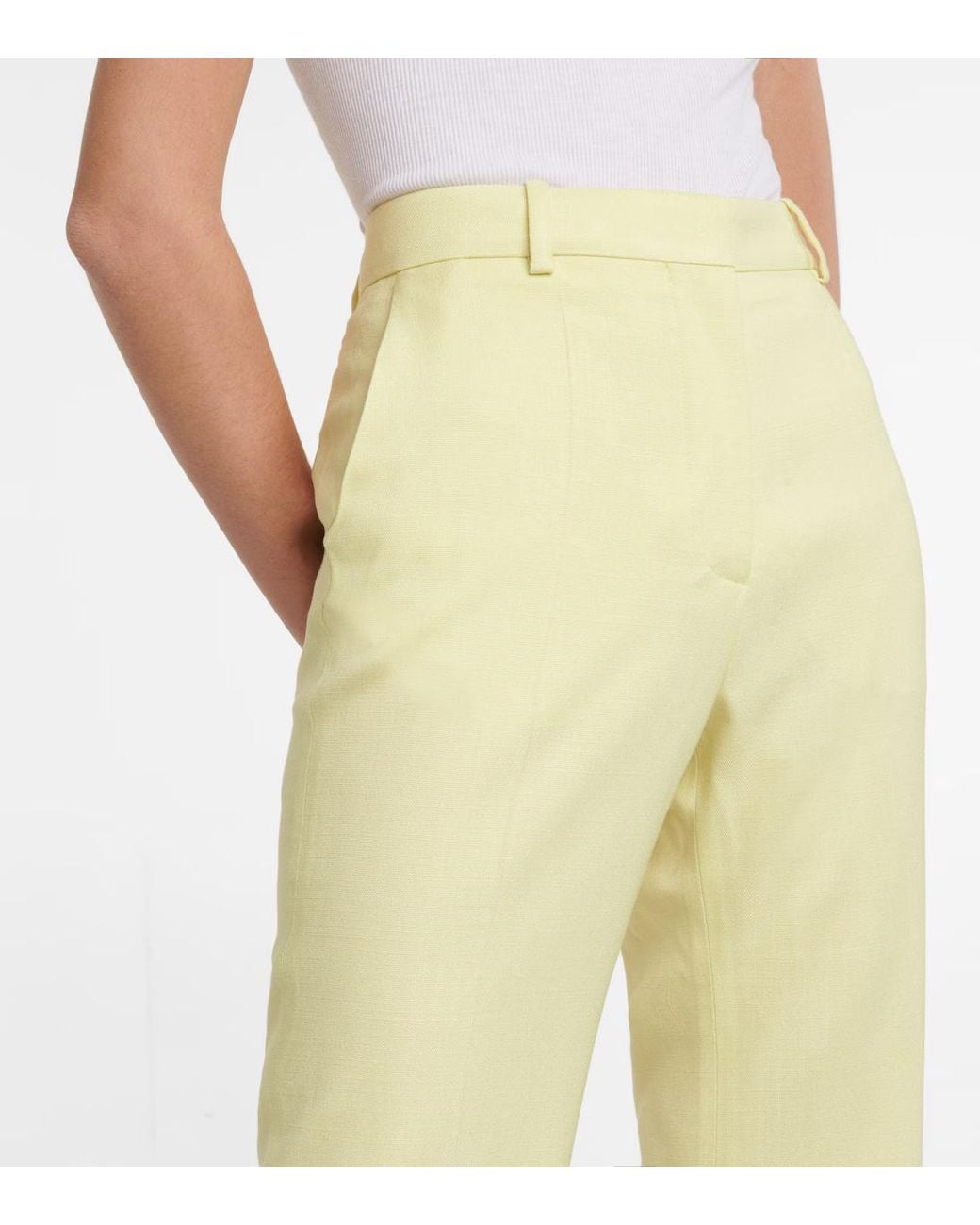 Joseph Yellow Pleated Bell-Bottom Casual Pants
