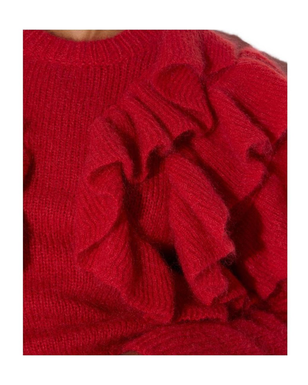 Elisabetta Franchi Red Knit Ruffled Jumper