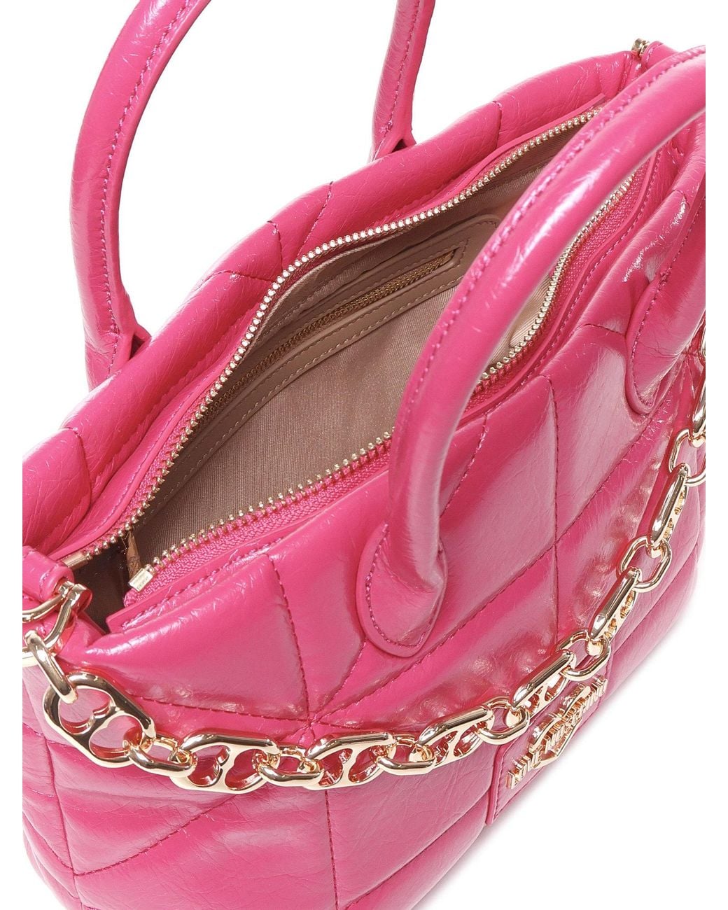 Moschino Pink Love Logo-Lettering Chain Linked Crossbody Bag