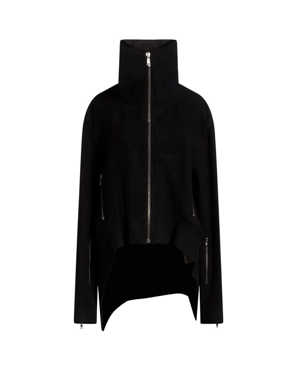 Rick Owens Black Minimalist Wool Zip-Up Jacket