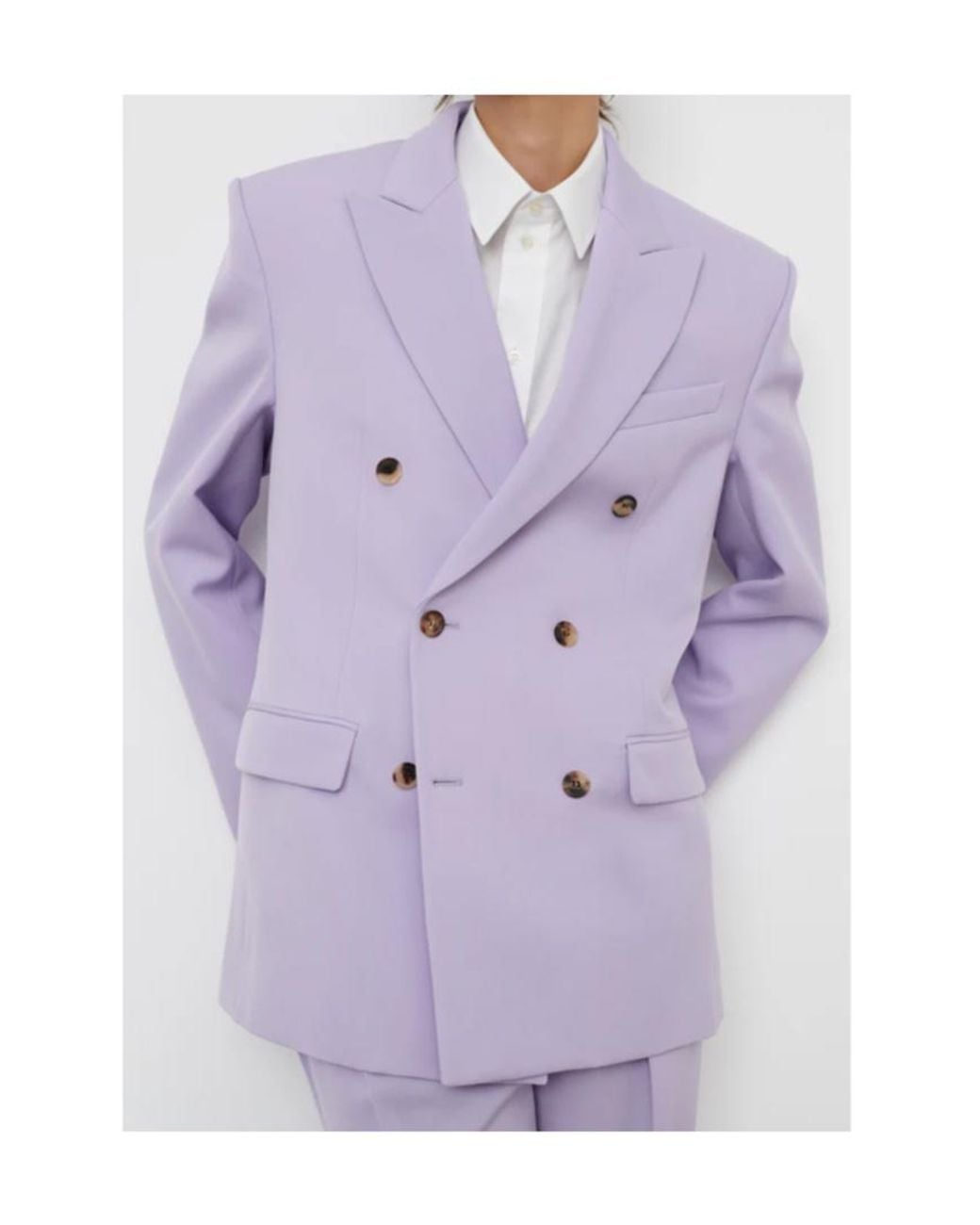Wardrobe NYC Purple Double Breasted Tailored Blazer