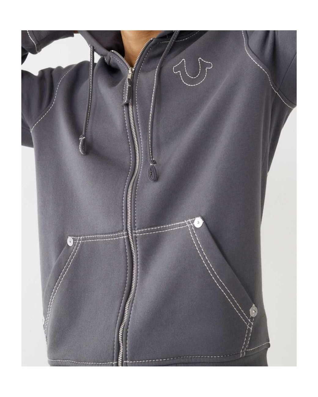 True Religion Black Big-T Zip Hoodie for men