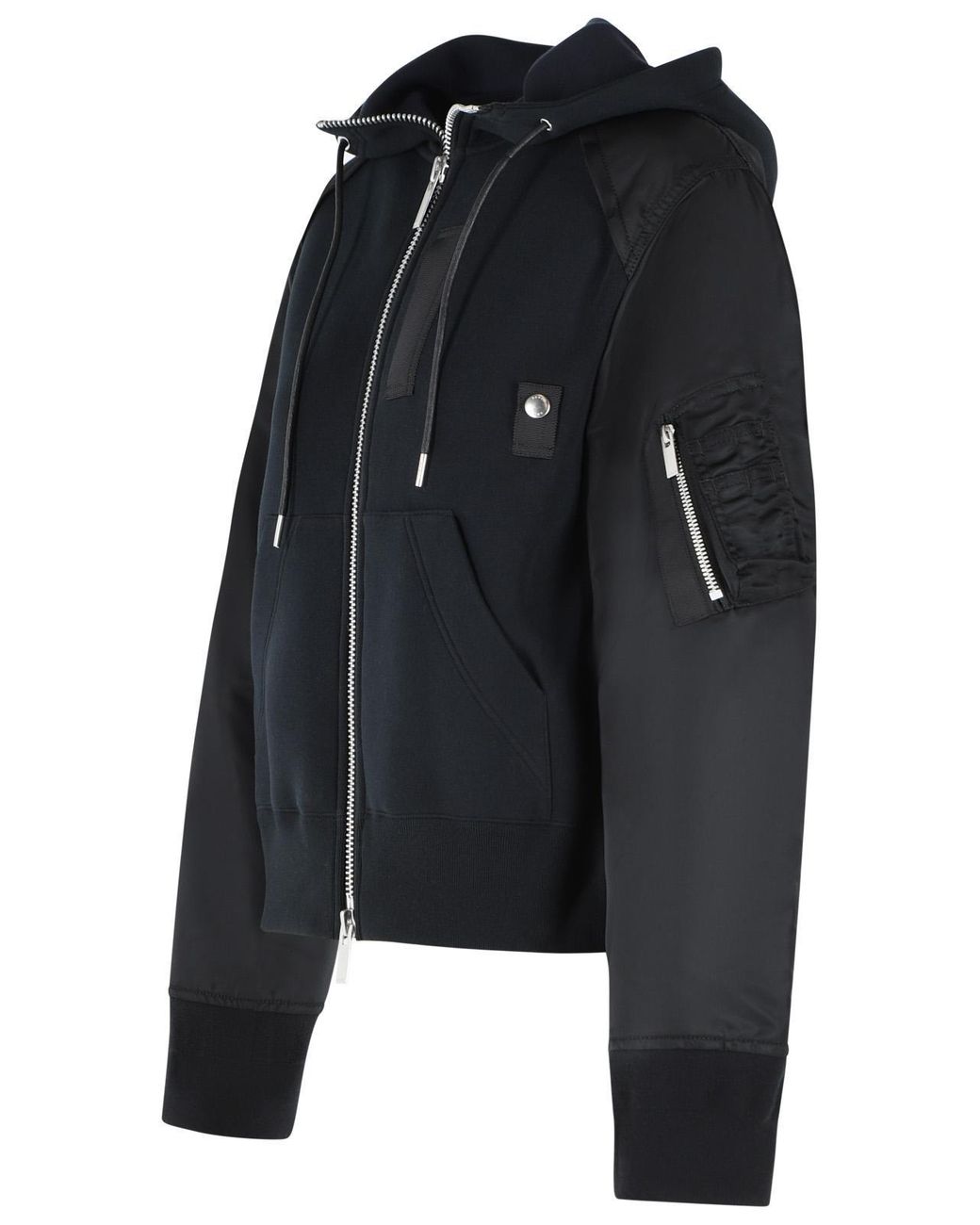 Sacai Black Sponge Sweat Bomber Hoodie