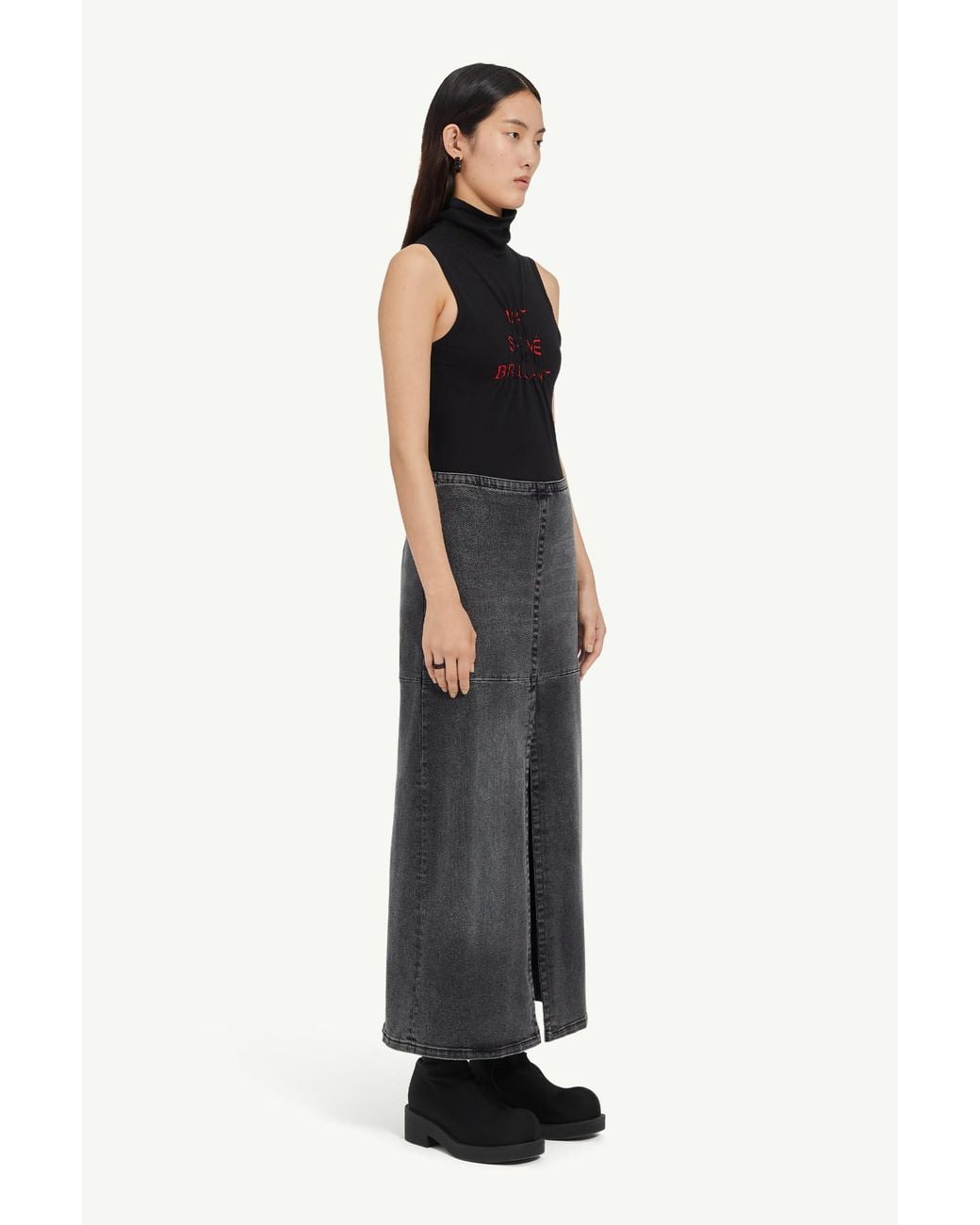 MM6 by Maison Margiela Gray Long Denim Skirt