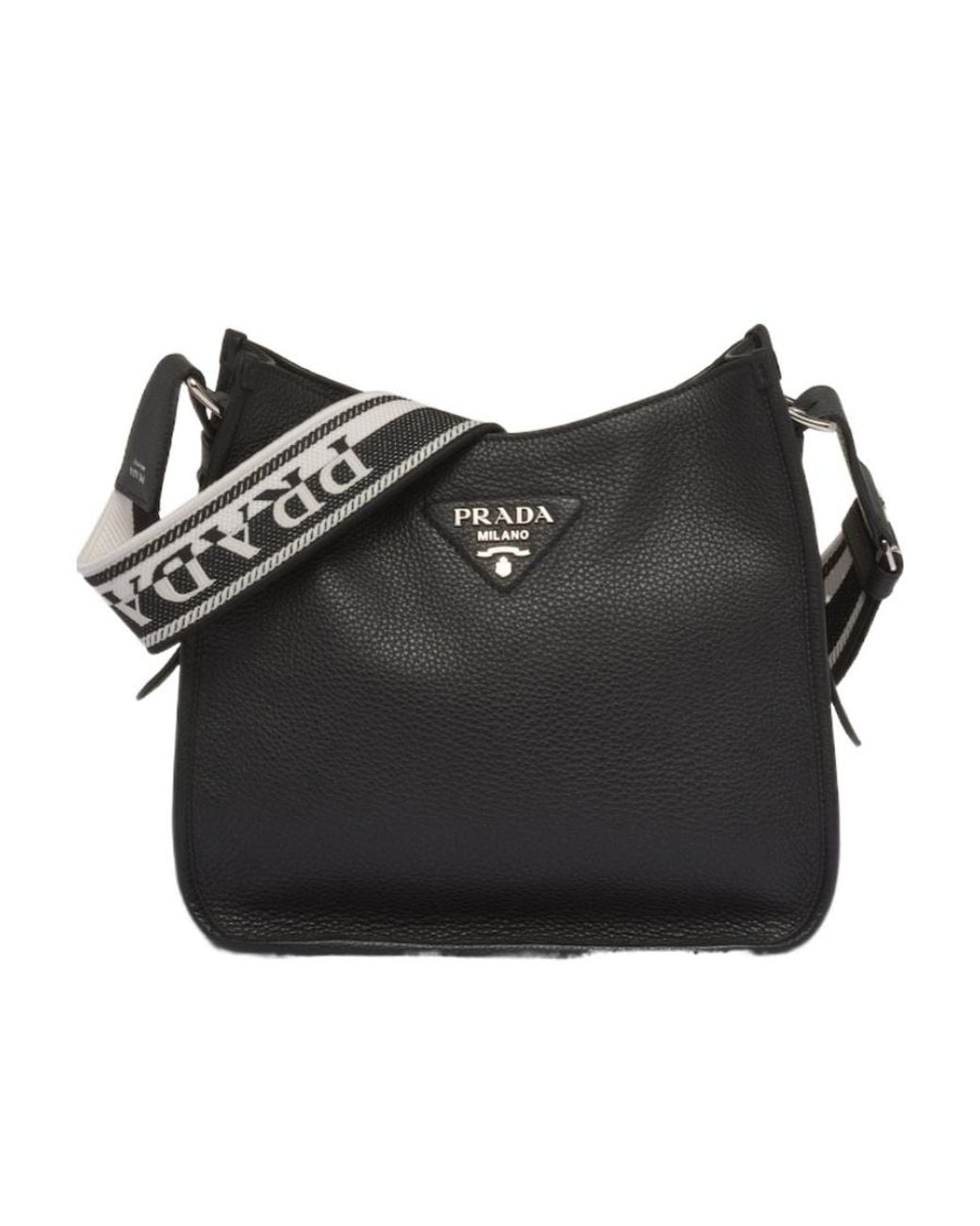 Prada Black Leather Hobo Bag
