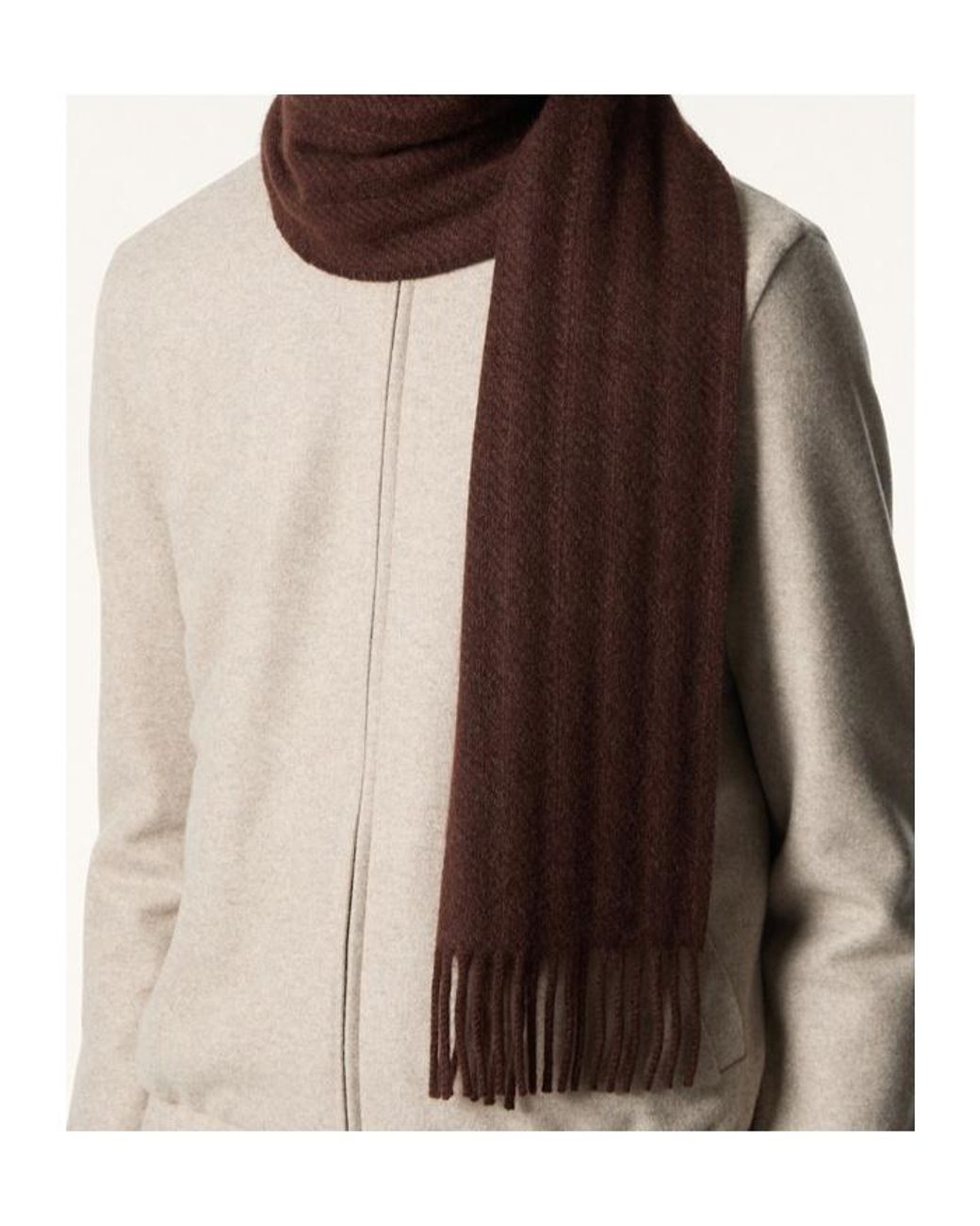Loro Piana Brown Barré Stripe Scarf for men